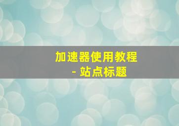 加速器使用教程 - 站点标题